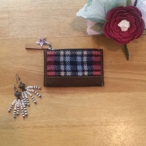 Wool and Leather Plaid Coach Coin Purse